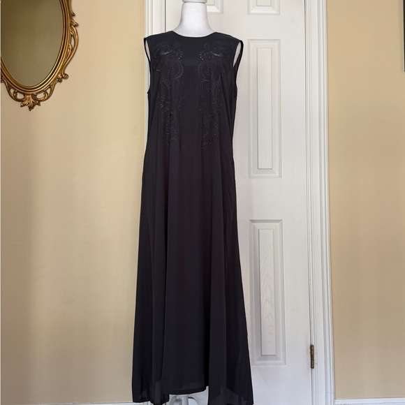 Rachel Comey Vallejo Dress in charcoal Silk Blend Embroidered Pockets Rare Color - Picture 6 of 14